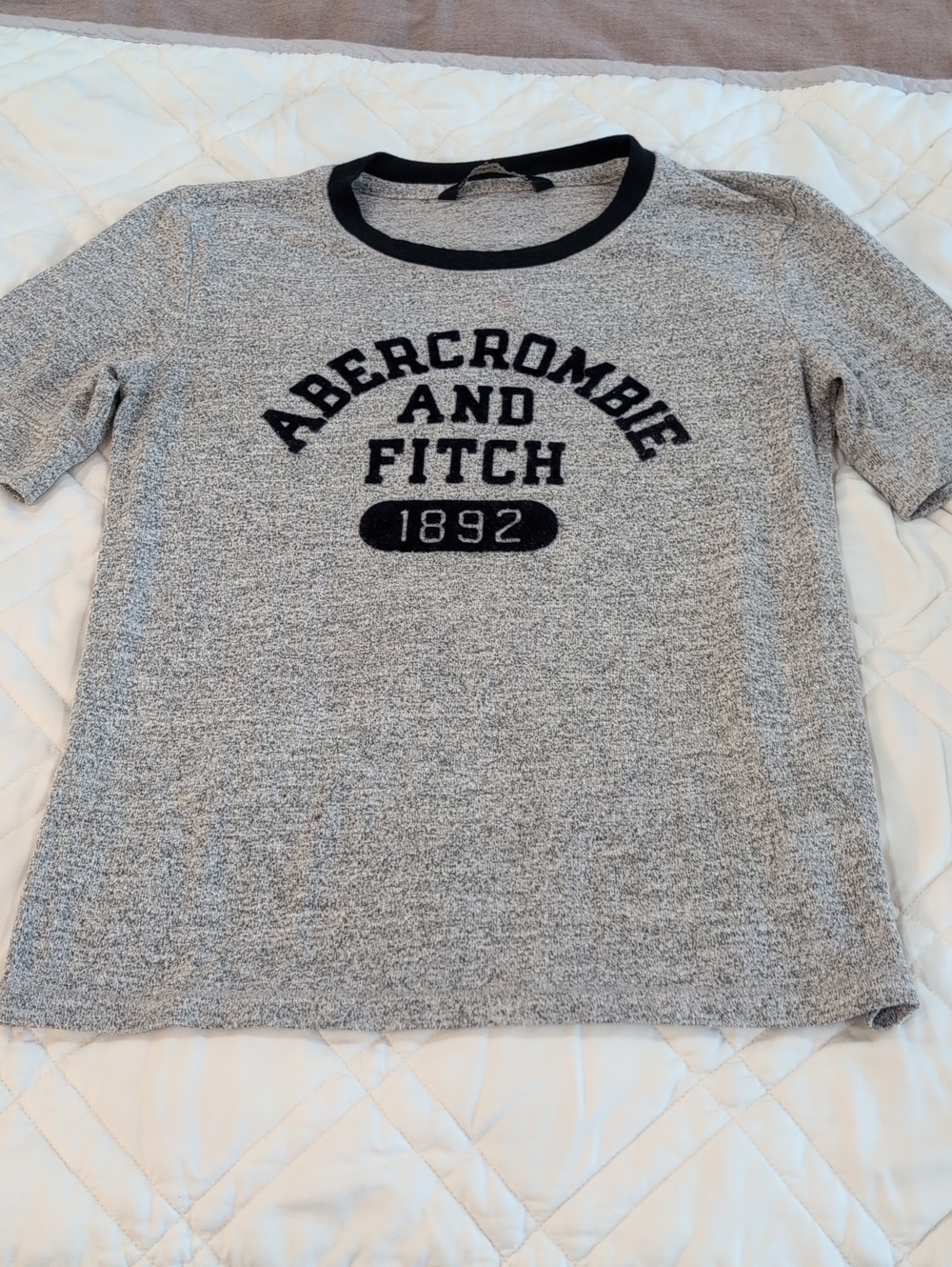 Abercrombie & Fitch Heather Gray Tee with Navy Logo